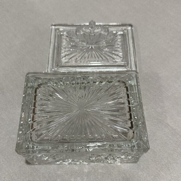 Vintage Luminarc Glass Holiday Candy Trinket Box with Snowflakes Lid - Picture 2 of 13